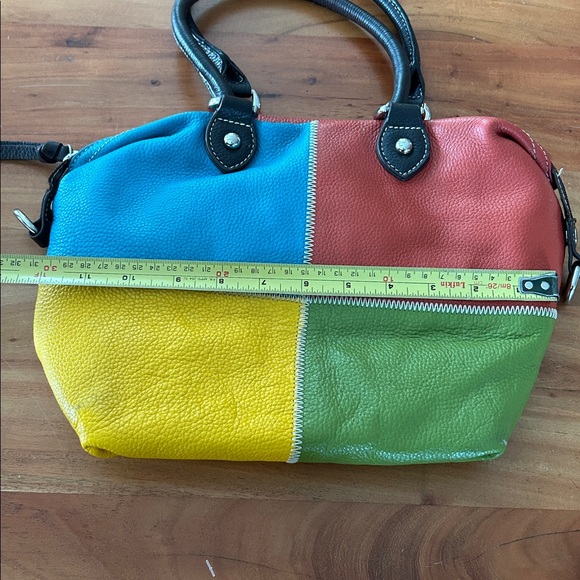 Multicolored Patchwork High Quality Pebbled Leather Purse - Picture 6 of 17